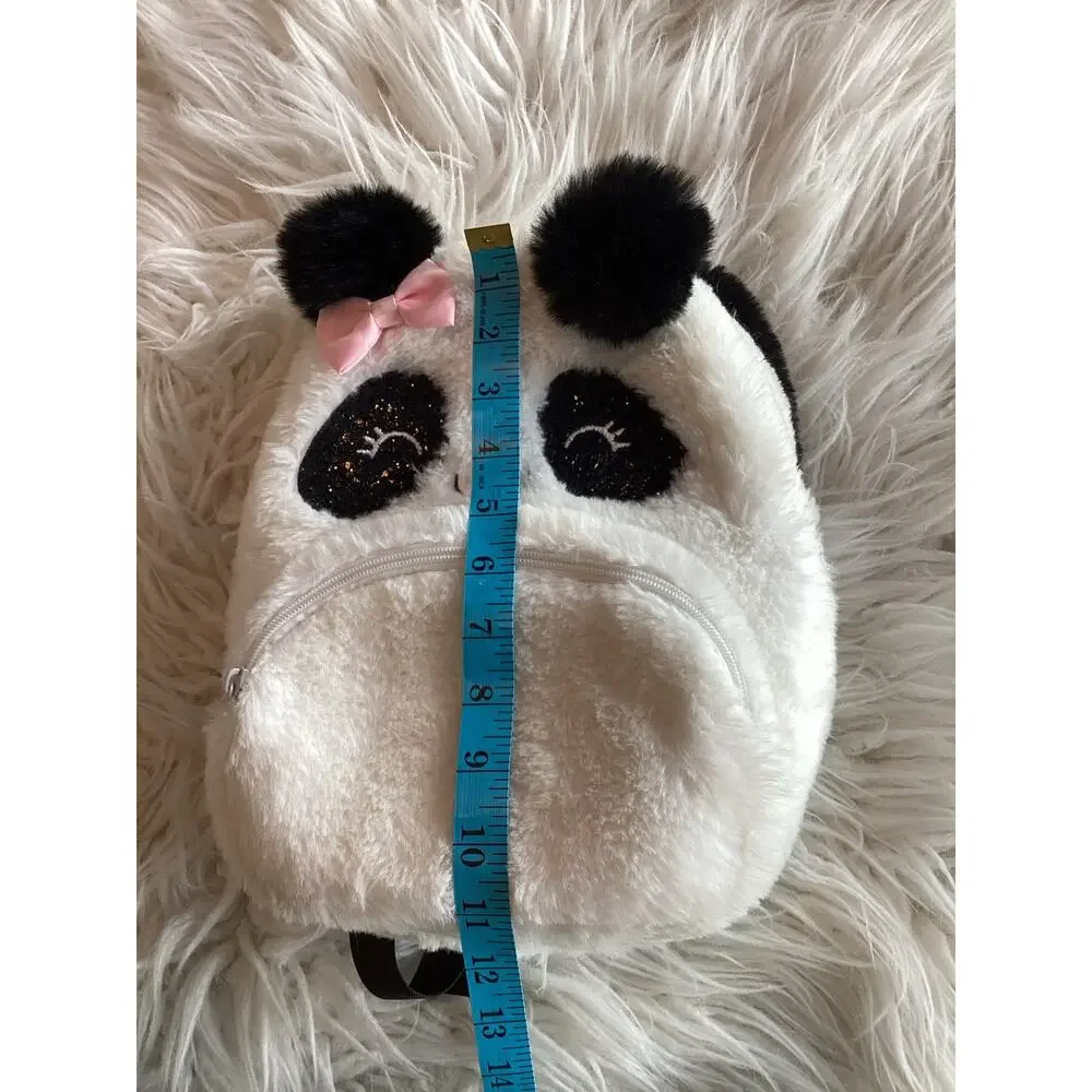 Claire's Club Plush Panda Small Backpack‎ Minimalist White Black - Picture 8 of 10